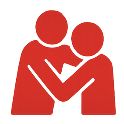 Ving-Tsun-Icon Nahdistanz – rotes Symbol mit zwei Personen im engen Kontakt