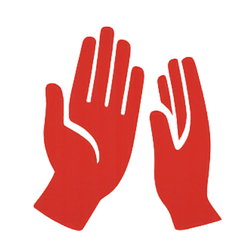 Ving-Tsun-Icon für taktisches Fühlen – rote Hände als Symbol für Sensitivität und Kontaktarbeit